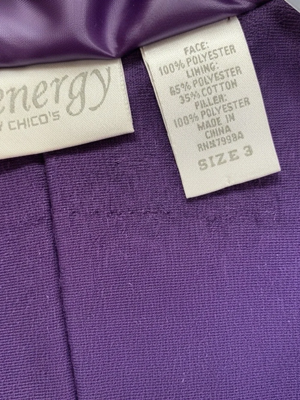 Chico's Shiny Ruched Purple Puffer Vest - Picture 2 of 4